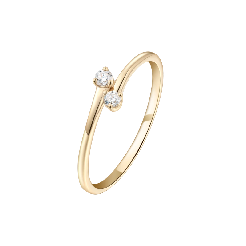 Cecelia 14K Solid Gold Twins Diamond Ring