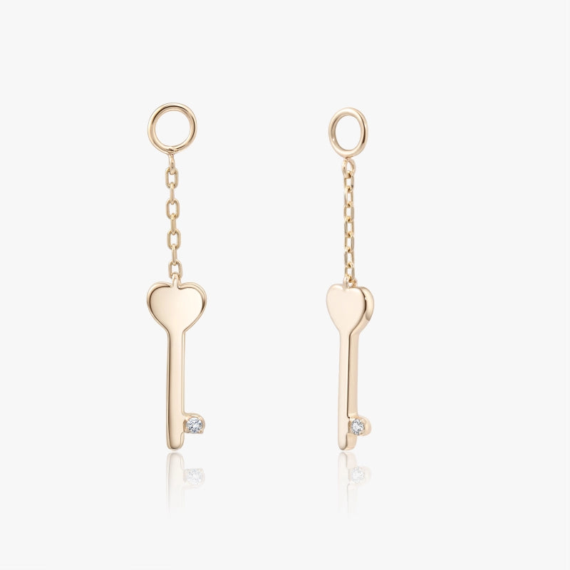 La Clé 14KY Solid Gold Diamond Earring Charms