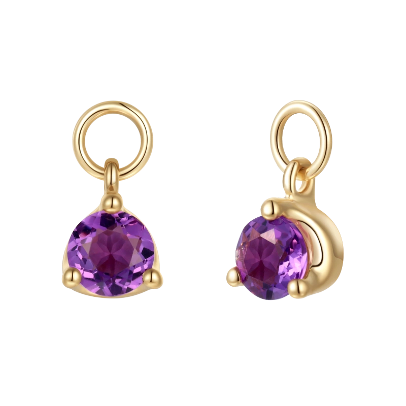 Violette 14K Solid Gold Amethyst Earring Charms