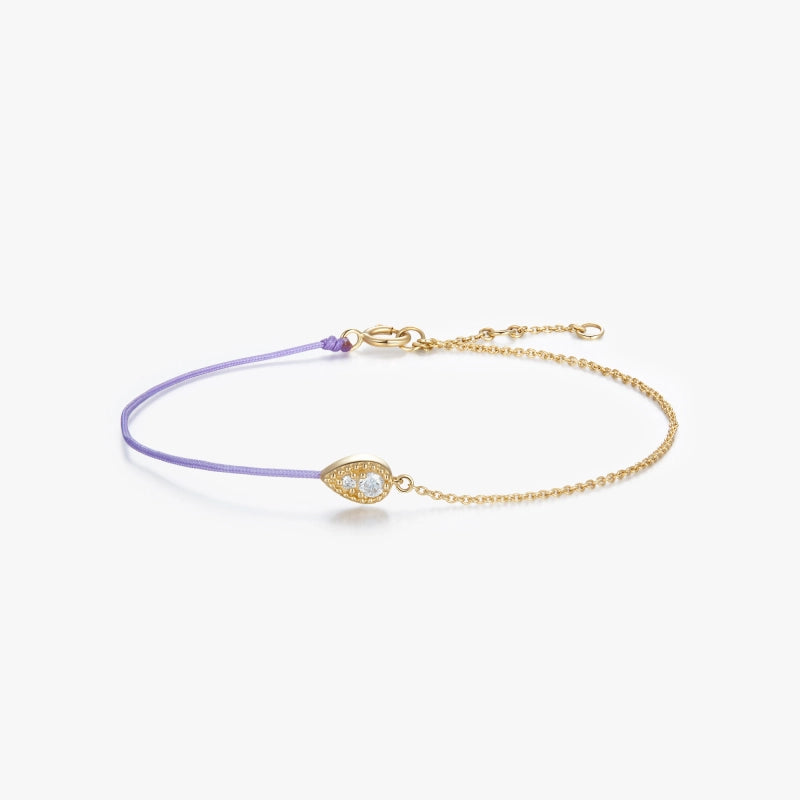 Lavender 14K Solid Gold Diamond Cord Bracelet