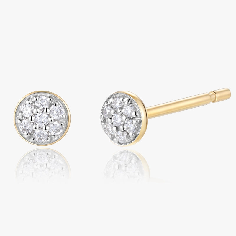 Bijou 14K Solid Gold Diamond Round Stud