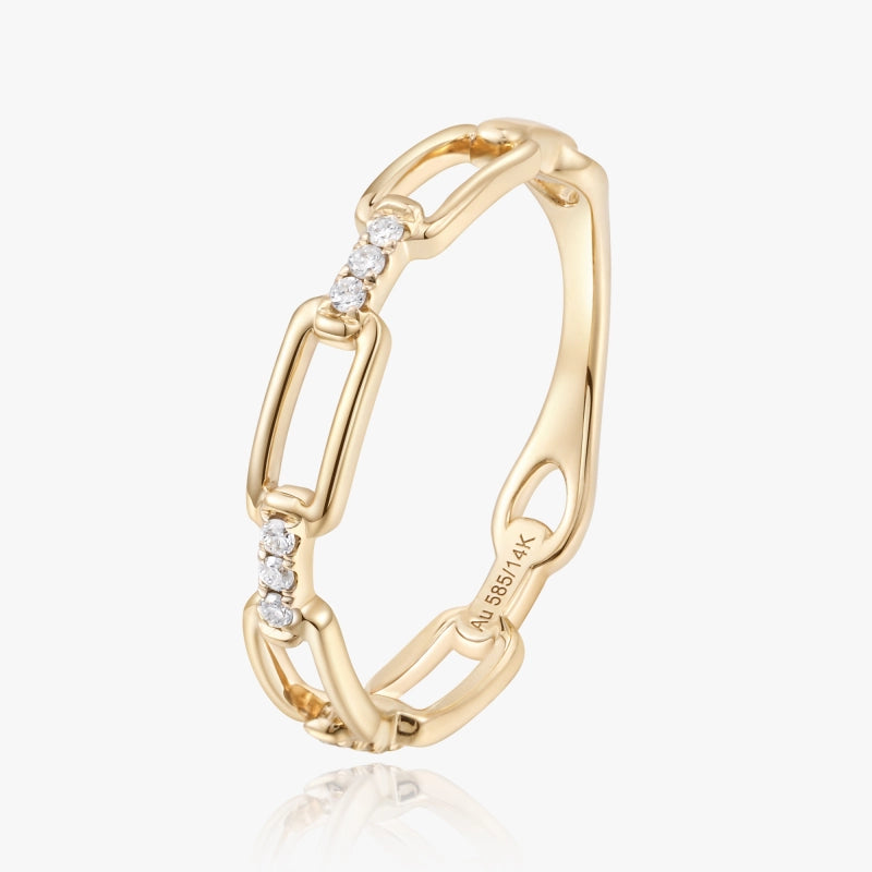 Charlotte 14K Solid Gold Chained Diamond Ring