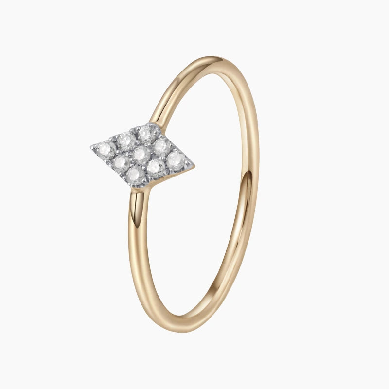 Rhombus 14KW Solid Gold Diamond Ring