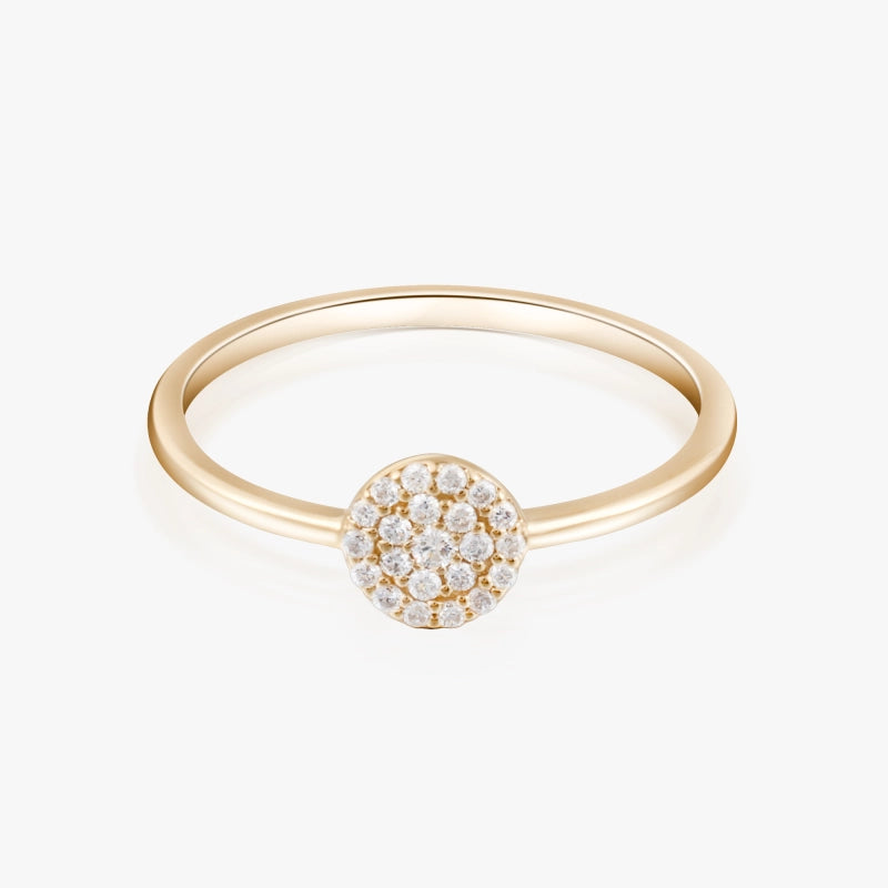 Pave 14K Solid Gold Diamond Signet Ring