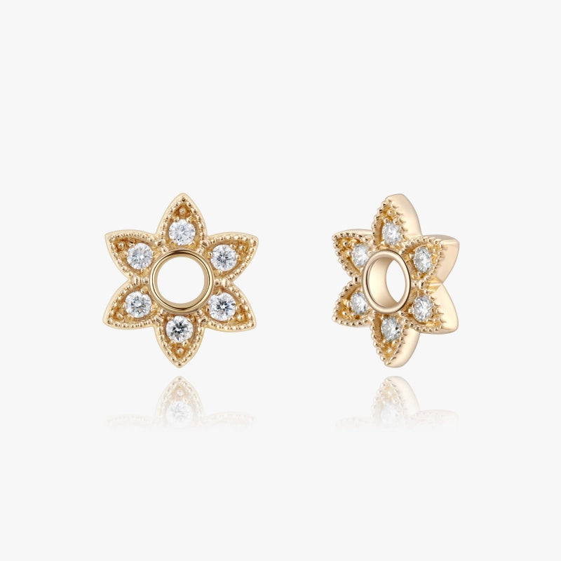 Seraphina 14KY Solid Gold Diamond Hexagram Earring Charms