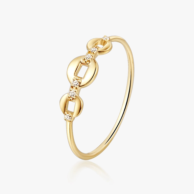 Taytum 14KSolid Gold Diamond Chain Ring