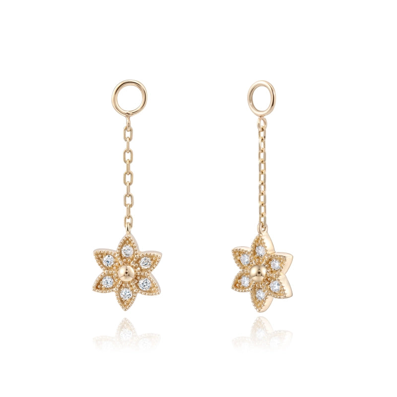 Hexagram 14KY Solid Gold Diamond Earring Charms