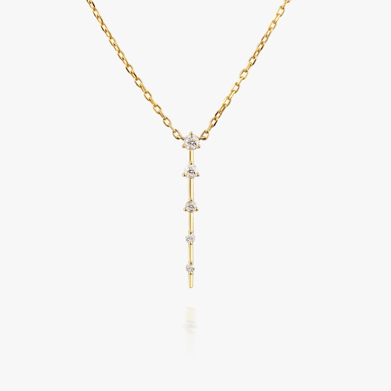 Willa 14K Solid Gold Vertical Diamond Necklace